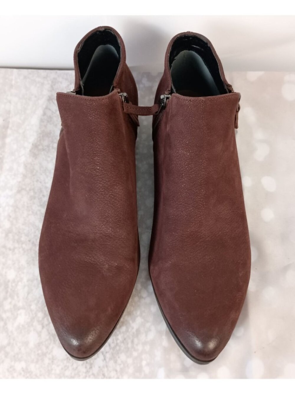 Franco Sarto Kingston Bootie Burgundy Suede Ankle Boots Women Size 10 - Picture 10 of 11
